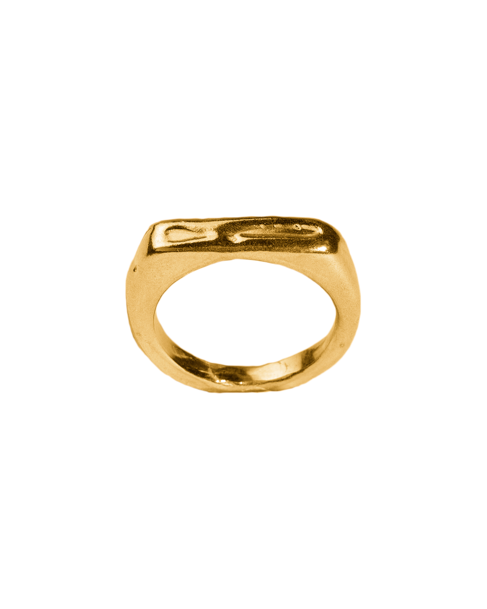 Anillo sello Melted Signet I dorado, hecho a mano con plata de ley en Valencia