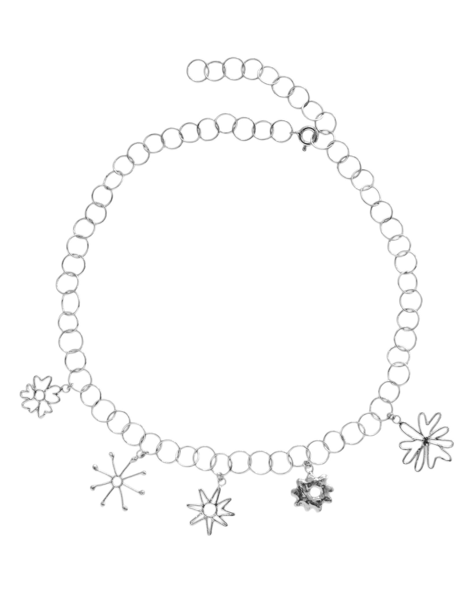 Collar de flores Ramo, hecho a mano en Valencia con plata de ley