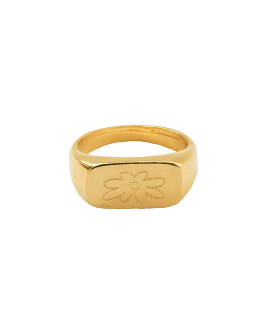 Anillo dorado Margarita, hecho a mano en Valencia con plata de ley