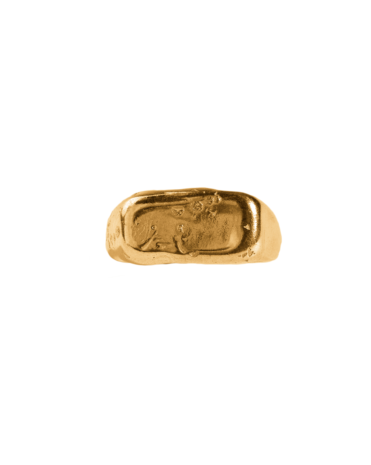 Anillo sello Melted Signet II dorado, hecho a mano con plata de ley en Valencia
