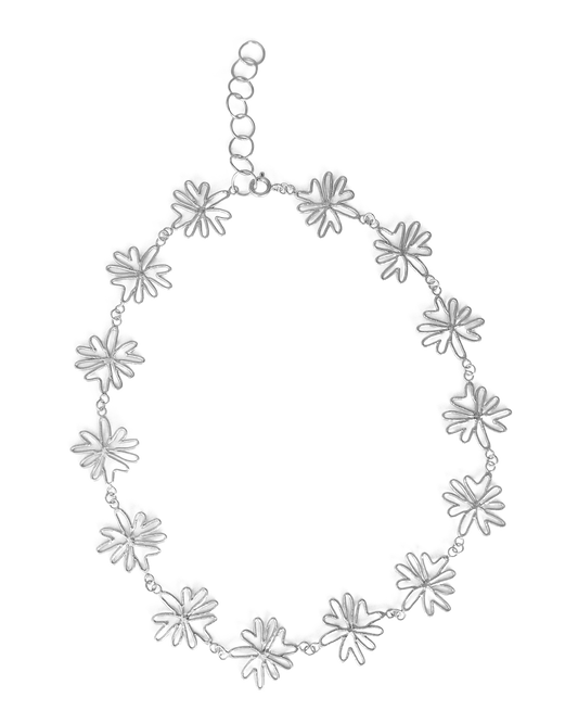 Collar de flores, hecho a mano con plata de ley en Valencia
