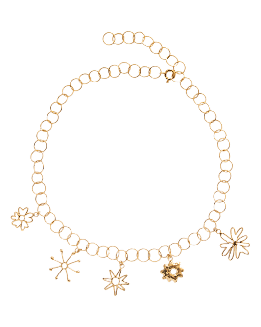 Collar de flores Ramo, hecho a mano en Valencia con plata de ley