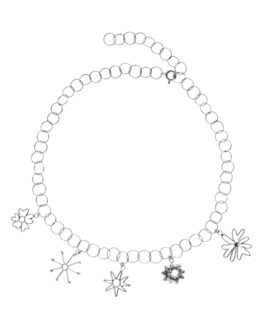 Collar de flores Ramo, hecho a mano en Valencia con plata de ley