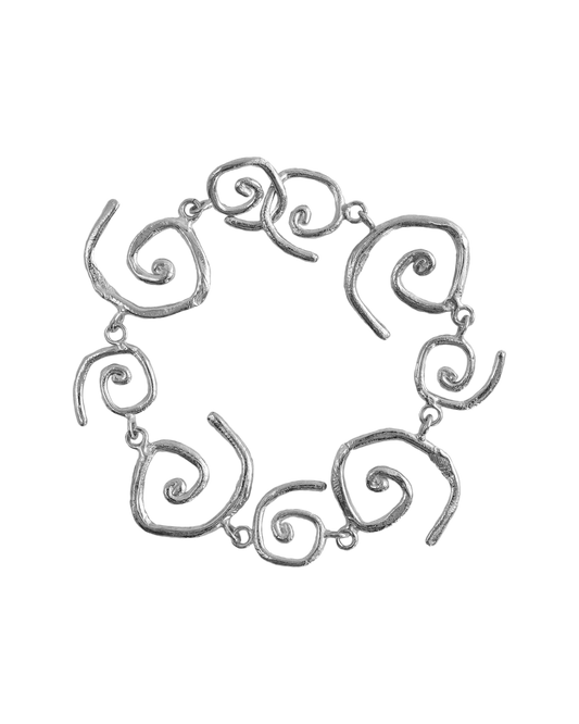 Pulsera de plata Vórtice, hecha a mano en Valencia